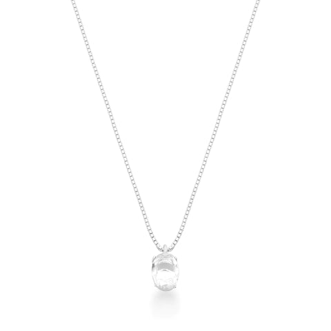 Colar Oval Cristal de Prata