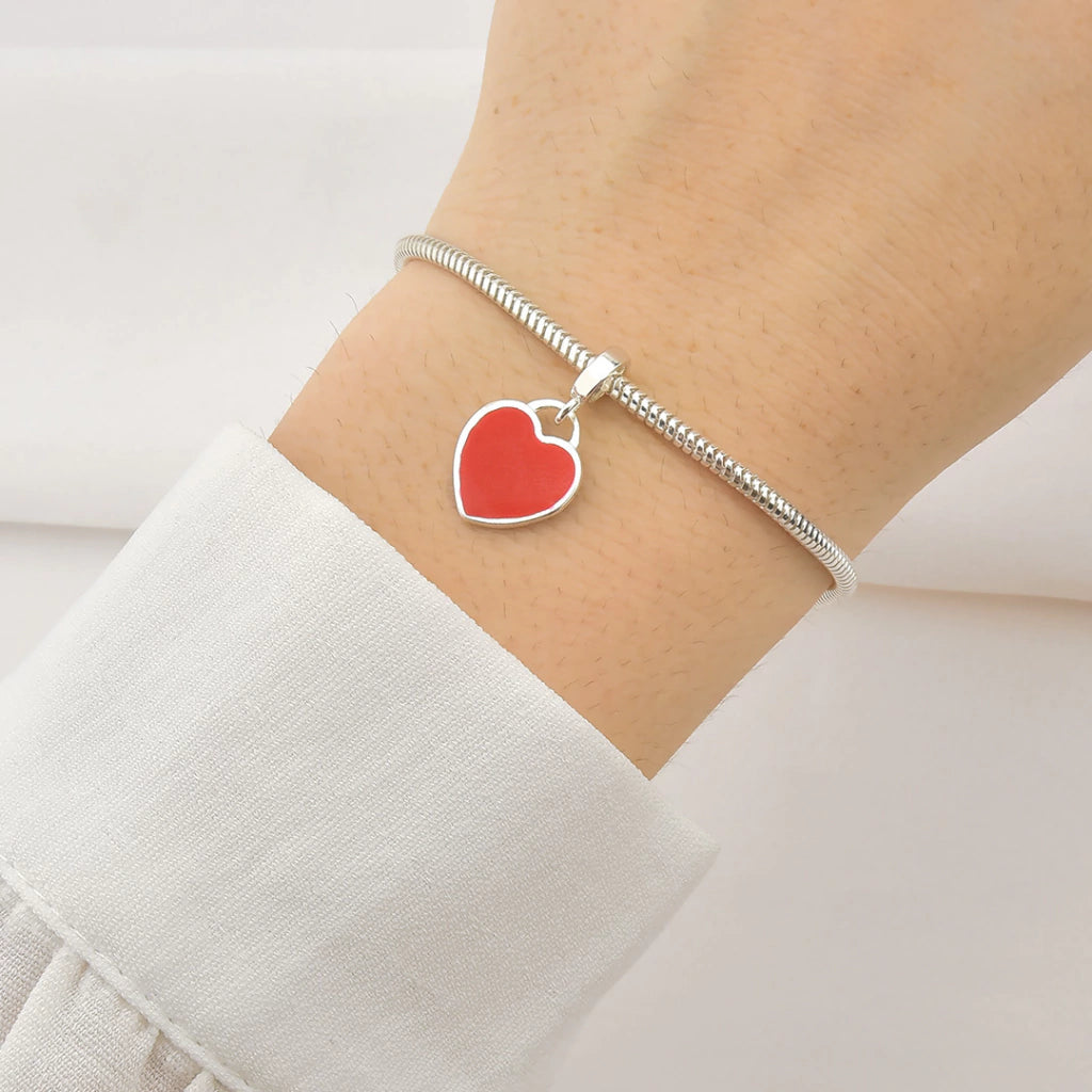 Berloque Coração Resinado de Prata