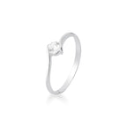 Anel Ondulado Solitário Cristal