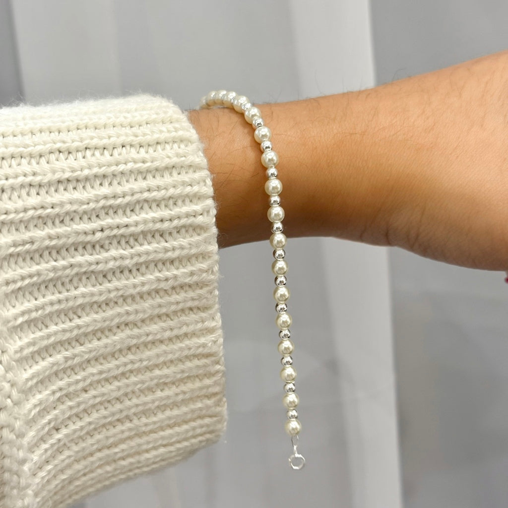 Pulseira Bolinhos Pérolas e Prata