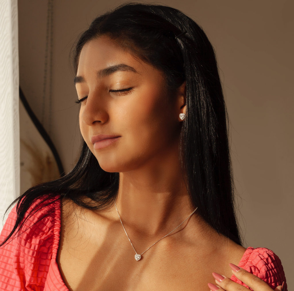 Conjunto Coração Cristal Cravejado