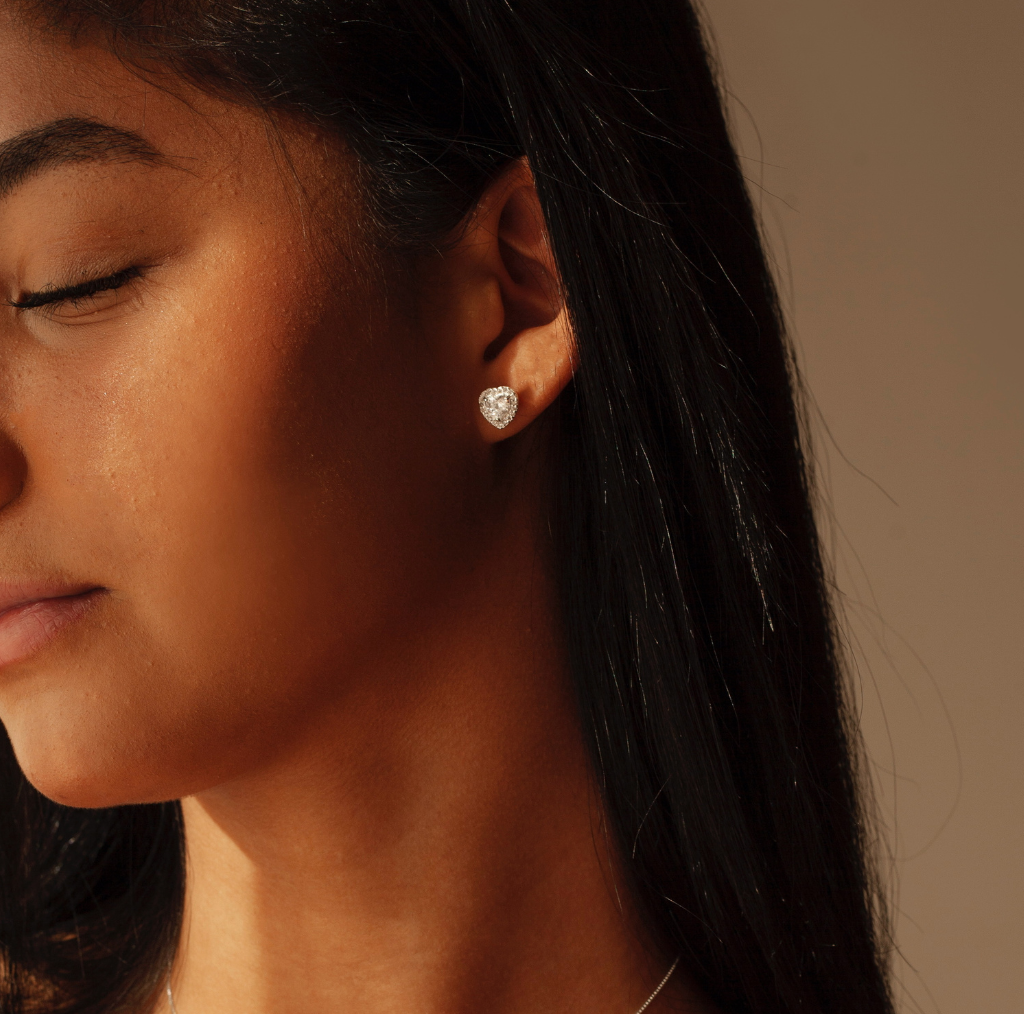 Conjunto Coração Cristal Cravejado