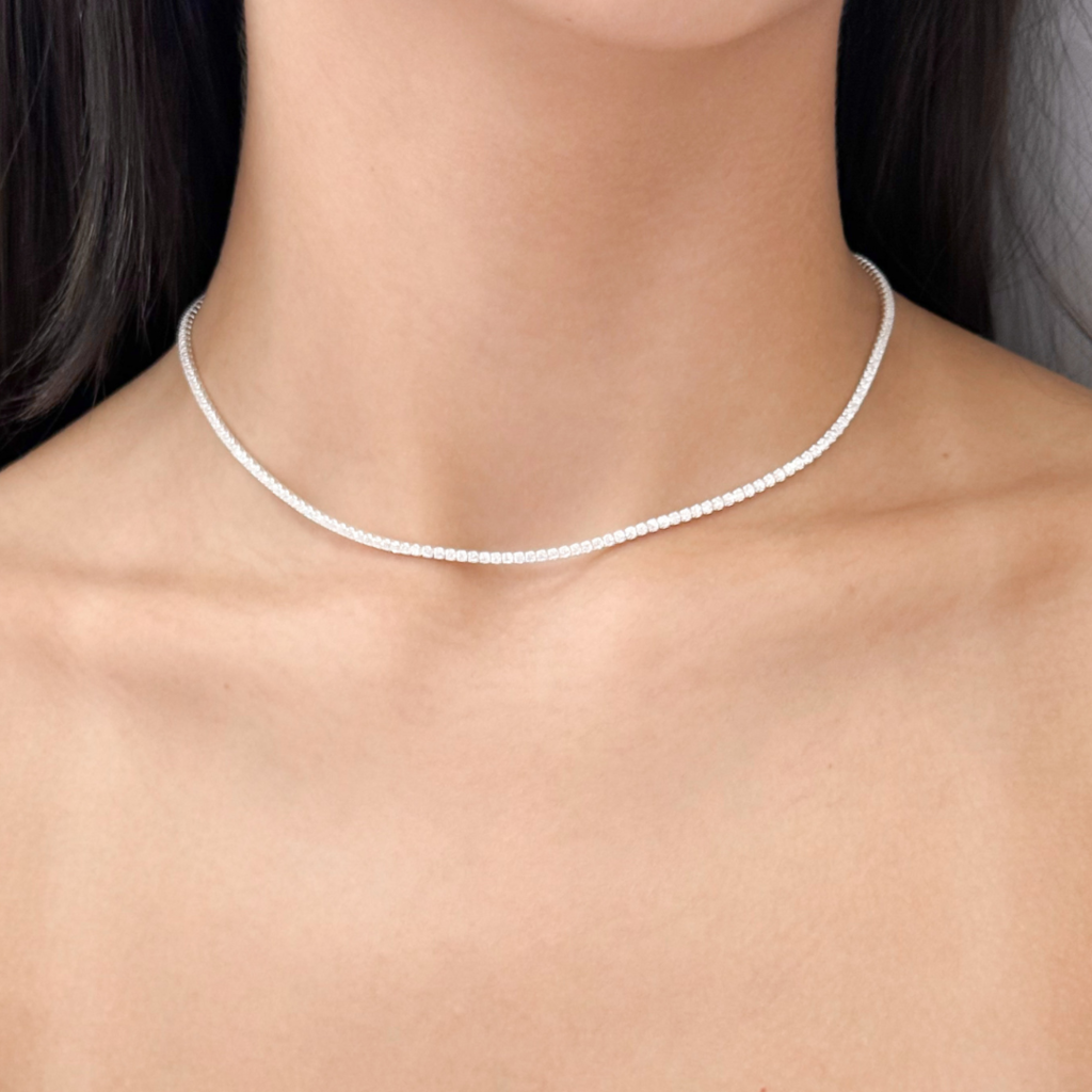 Choker Riviera Pedra Cristal 2mm