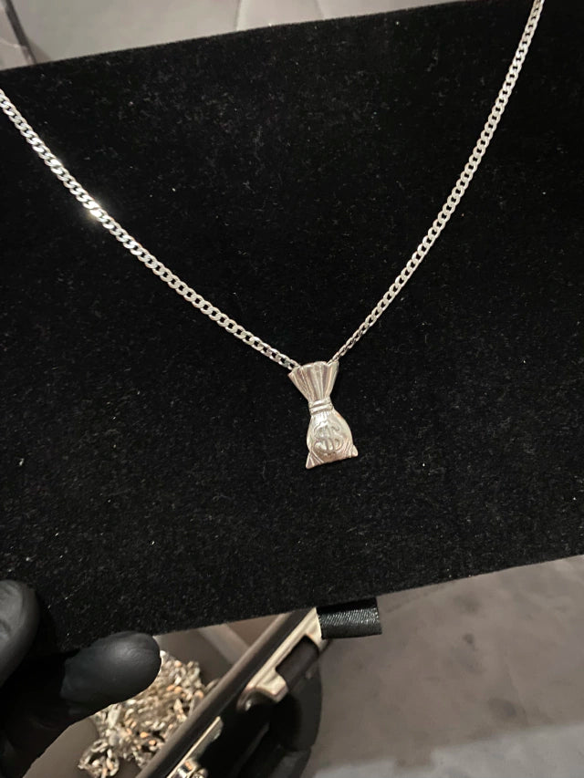 Pingente Saco de Dinheiro em Prata 925 - Tamanho Pequeno