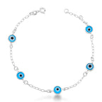 Pulseira 5 Olho Grego Separado Celeste Mista